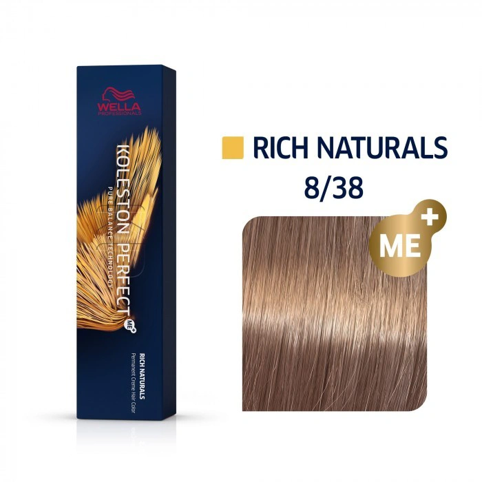 Wella Koleston Perfect Me+ Hajfesték - 8/38 - 60ml - Gyöngyház Arany Világosszőke képe 1